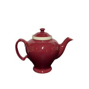 Vintage Ceramic McCormick Tea Baltimore MD USA Maroon Teapot With Lid & Infuser
